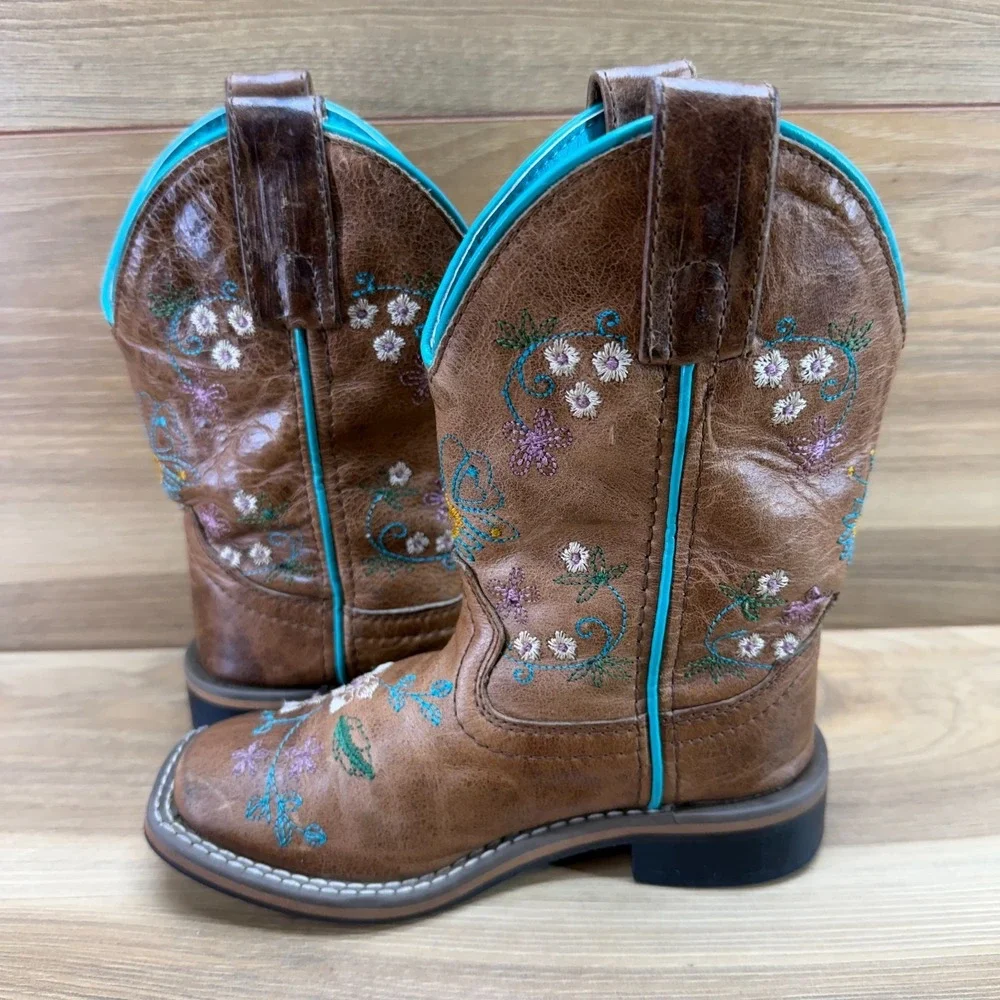 Smoky Mountain Boots Little Girls 9.5 Embroidered Floral Square Toe Rodeo Ranch